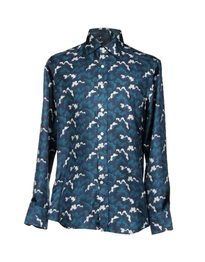 Shop Tod's Patterned Shirt In Dark Blue