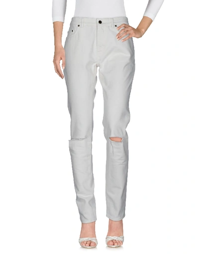 Shop Saint Laurent Denim Pants In White