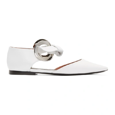 Shop Proenza Schouler White Leather Grommet Dorsay Flats In 001 White