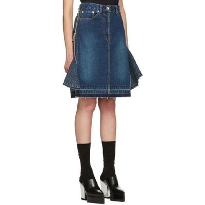 Shop Sacai Blue Denim Skirt