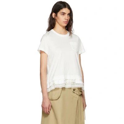 Shop Sacai White Trim T-shirt