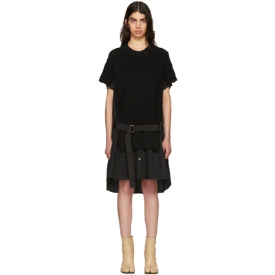 Shop Sacai Black Classic Cotton Knit Dress