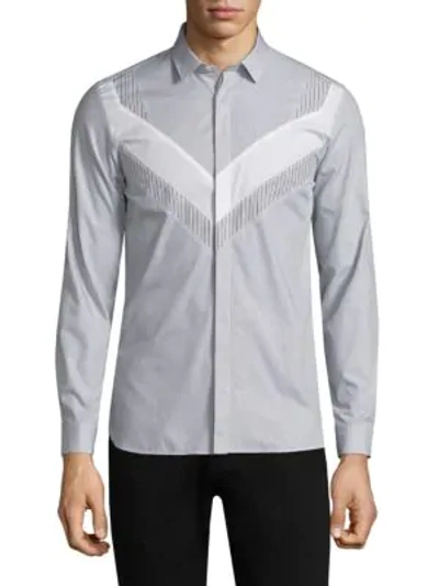 Shop Neil Barrett Striped Modernist Shirt In White Blue