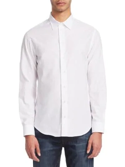 Shop Emporio Armani Patterned Long Sleeve Cotton Shirt In Fancy White