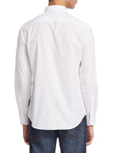 Shop Emporio Armani Patterned Long Sleeve Cotton Shirt In Fancy White