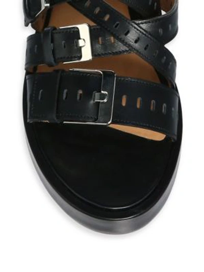 Shop Robert Clergerie Fantom Leather Wedge Slides In Black