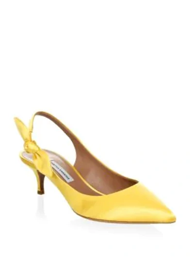 Shop Tabitha Simmons Rise Satin Slingback Pumps In Yellow