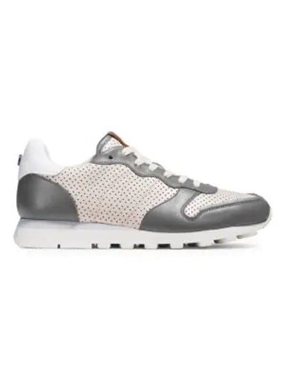 Shop Coach Perforated Leather Low-top Sneakers In Grey