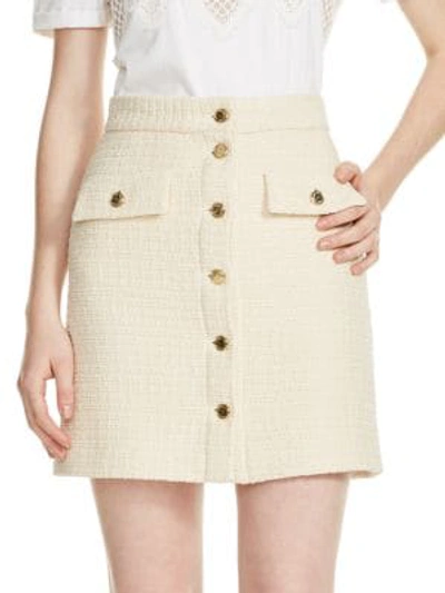 Shop Maje Jiba Tweed Skirt In Cream