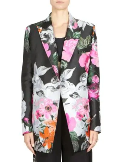 Off white Jacquard Double breasted Floral Jacket In Multi ModeSens
