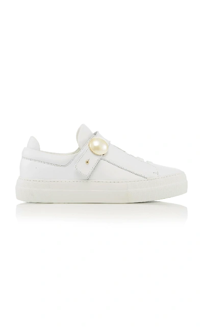 Shop Nicholas Kirkwood Pearlogy Low Top Leather Sneaker In White