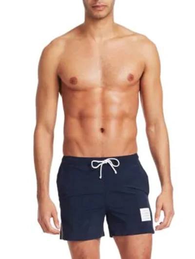 Shop Thom Browne Classic Swimming Trunks In Navy