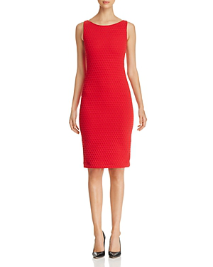 Emporio Armani Textured Waffle-knit Dress In Red | ModeSens