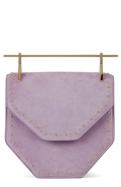 Shop M2malletier Mini Amor Fati Single Calfskin Leather Shoulder Bag - Purple In Studded Lilac Suede/ Gold
