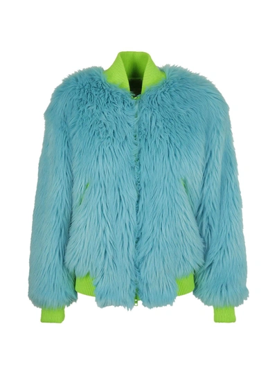 Shop Alberta Ferretti Faux Fur Bomber Jacket