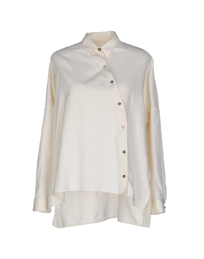 Shop Aglini Solid Color Shirts & Blouses In Ivory