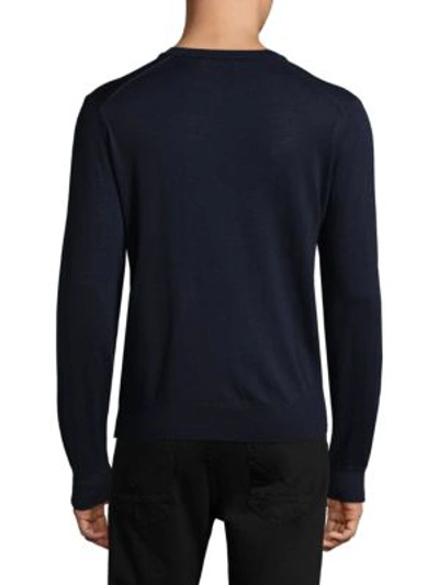 Shop Ami Alexandre Mattiussi Heart Logo Wool Sweater In Navy