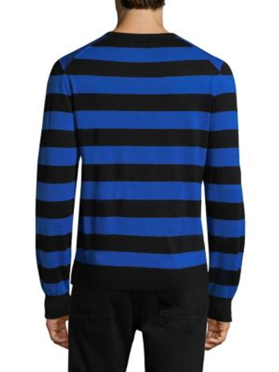 Shop Ami Alexandre Mattiussi Striped Wool Sweater In Black Blue