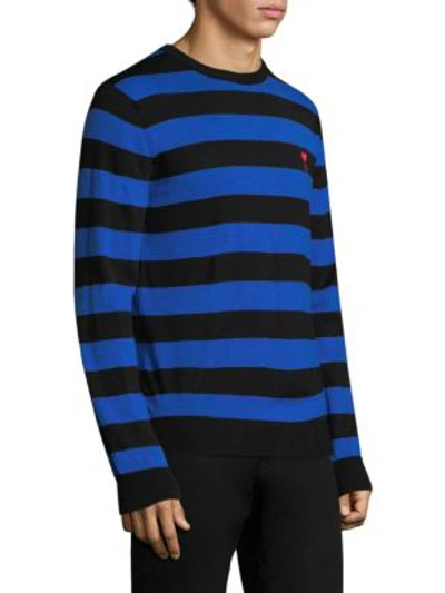 Shop Ami Alexandre Mattiussi Striped Wool Sweater In Black Blue