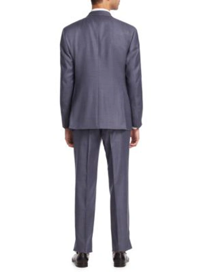 Shop Giorgio Armani Micro Neat Wool Suit In Blue