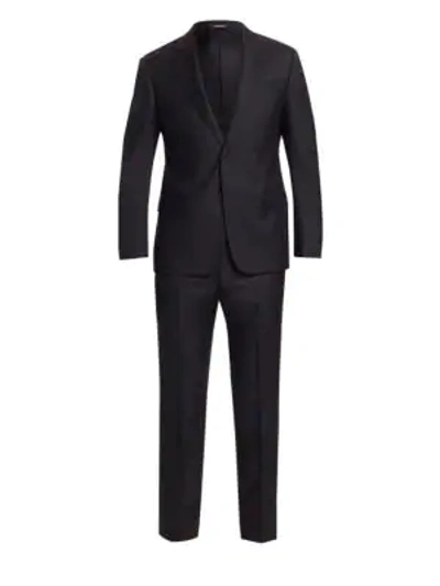 Shop Emporio Armani Black Solid Super 130s G Line Suit