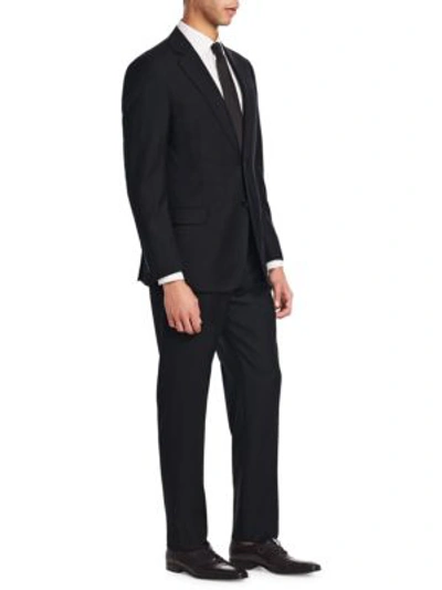 Shop Emporio Armani Black Solid Super 130s G Line Suit