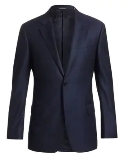 Shop Emporio Armani Solid Wool G Line Blazer In Solid Blue