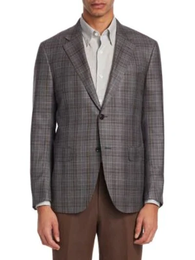 Shop Ermenegildo Zegna Milano Check Sport Jacket In Grey