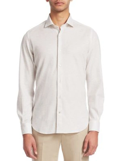 Shop Loro Piana Leisure-fit Cotton Casual Button-down Shirt In Grey White