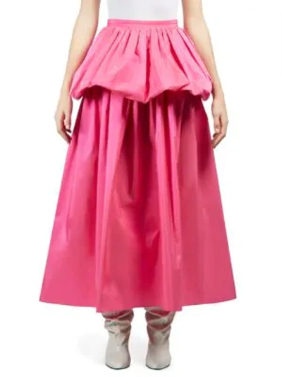 Shop Stella Mccartney Taffeta Ruffle Maxi Skirt In Bright Pink