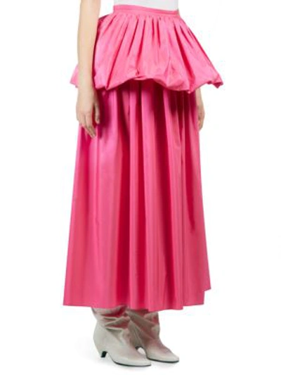 Shop Stella Mccartney Taffeta Ruffle Maxi Skirt In Bright Pink