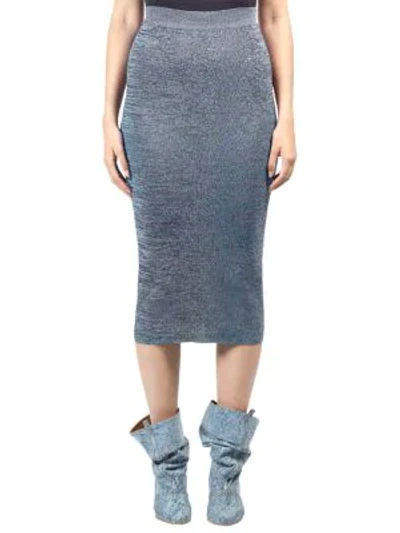 Shop Stella Mccartney Fit Knit Flare Pencil Skirt In Denim Blue