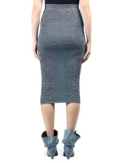 Shop Stella Mccartney Fit Knit Flare Pencil Skirt In Denim Blue