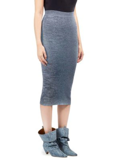 Shop Stella Mccartney Fit Knit Flare Pencil Skirt In Denim Blue