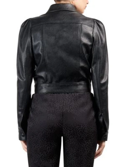 Shop Stella Mccartney Faux Leather Puff-sleeve Jacket In Black