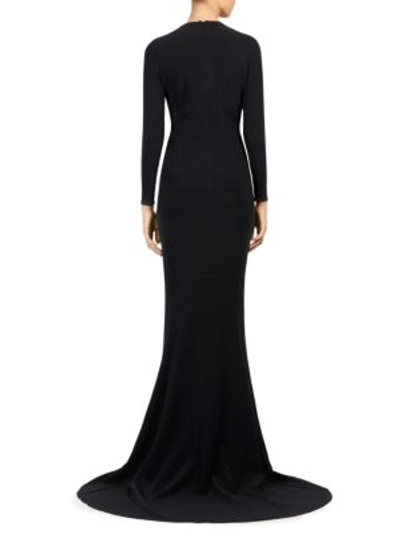 Shop Stella Mccartney Deep-v Beaded Twist Gown In Black