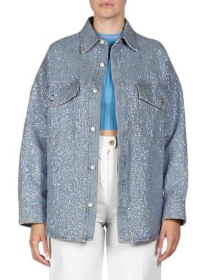 sequin denim shirt