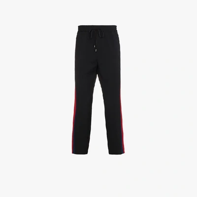 Shop Gucci Wool Cropped Pant With Stripe In Black