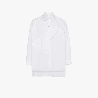 Shop Sulvam Patchwork Stitch Detail Shirt In White