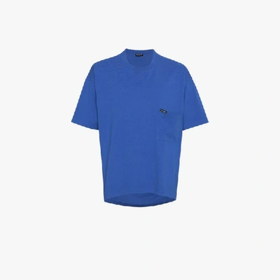 Balenciaga Europe 2018 Oversized Printed Cotton jersey T shirt In Blue ModeSens