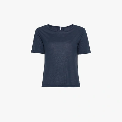 Shop Lot78 Cashmere Side Slit T-shirt In Blue