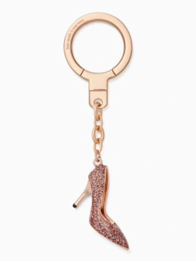 Shop Kate Spade Glitter Shoe Keychain In Rose Gold