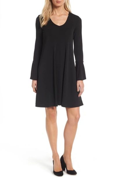 Shop Karen Kane Taylor Flare Sleeve A-line Dress In Black