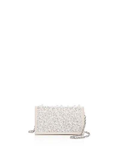 Shop Max Mara Embellished Leather Clutch In Sugared Almond Rose Pink/silver