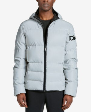 hooded reflective puffer jacket
