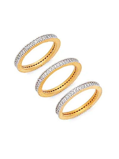 Shop Freida Rothman Pav&eacute; Crystal Mixed Triple Stackable Ring