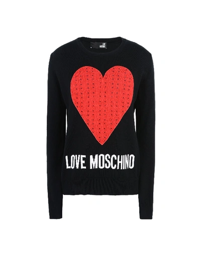 Shop Love Moschino Long Sleeve Sweaters In Black
