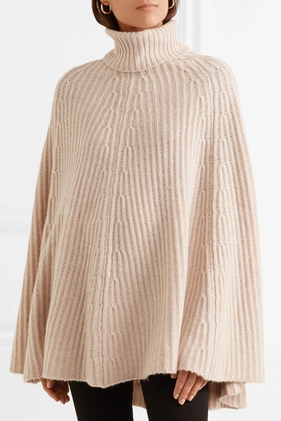 MADELEINE THOMPSON CHARLOTTE RIBBED WOOL AND CASHMERE-BLEND TURTLENECK PONCHO 
