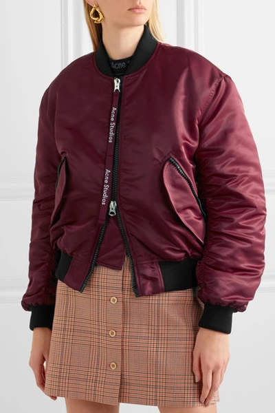 Shop Acne Studios Clea Shell Bomber Jacket In Burgundy