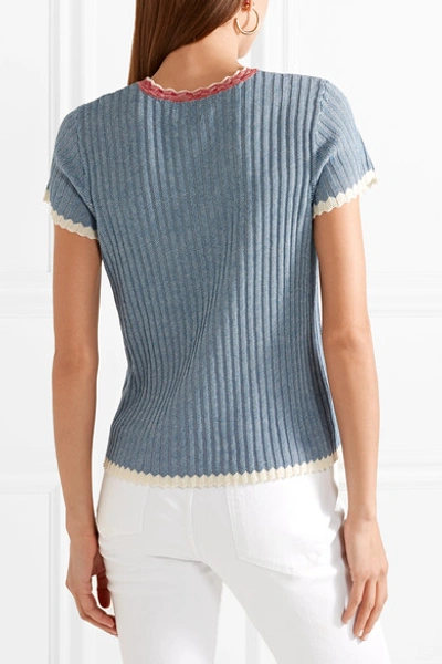 Shop Isabel Marant Étoile Amberly Ribbed Cotton Top In Blue